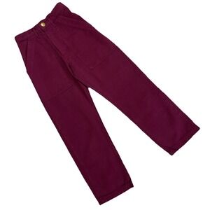 Big Bud Press Work Pants High Rise Wide Leg Women XXS Maroon Red Cotton Canvas